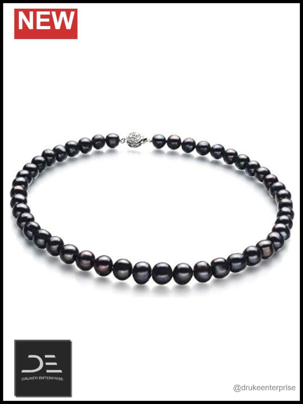 Kaitlyn Black 8-9mm A Quality Freshwater 925 Sterling Silver Cultured Pearl